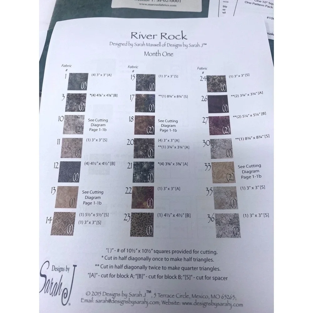 River Rock Block Of The Month by Keepsake Quilting 10 Inch Square Month One 2015